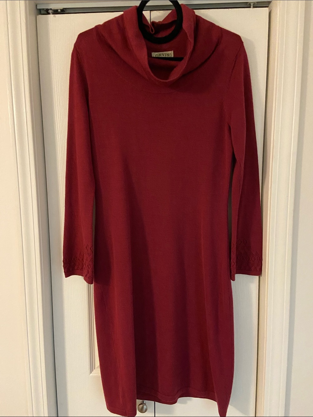 Orvis Burgundy Cowl Neck Sweater Dress